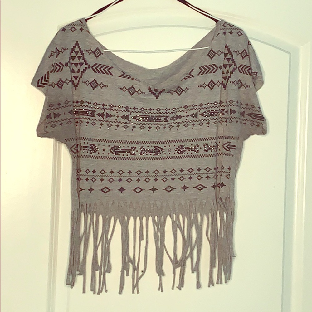 Grey Aztec Crop Top